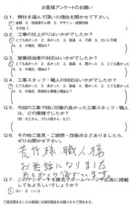 京都市山科区Ｎ様よりアンケートのご回答いただきました！