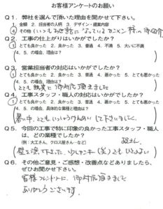 京都府宇治市Ｍ様よりアンケートのご回答いただきました！