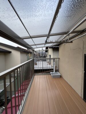 京都市西京区M様邸の屋根・ベランダのリフォームが完成しました！～三協アルミ バルコニー　オルネ～