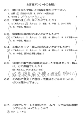 京都市山科区I様よりアンケートのご返信いただきました！